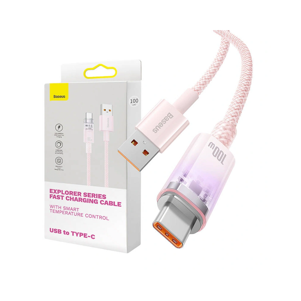 Kabel Baseus USB-A/USB-C 6A 2m (Różowy)