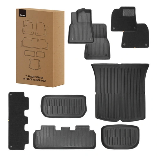 Buy Baseus T-Space Car Floor Mats Tesla 9 parts (black velvet) - BSU4426 - {ean13} - Home Screen Store Europe