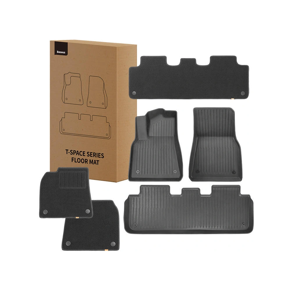 Dywaniki samochodowe Baseus T-Space do Tesli 6 częściowy (czarny polipropylen)