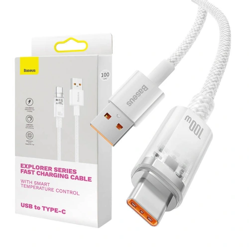 Kup Kabel Baseus USB-A/USB-C 6A 1m (Bílý) - BSU4429 - {ean13} - Sklep Home Screen