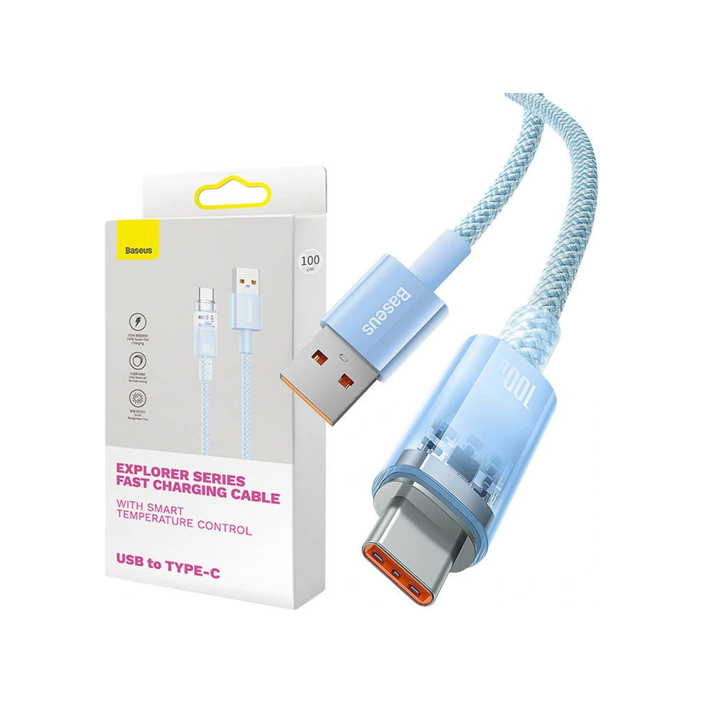 Kabel Baseus USB-A/USB-C 6A 2m (Niebieski)