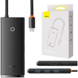 Adapter HUB Baseus 5-port USB-C/HDMI - 3x USB-A 3.0 - USb-C PD (czarny)