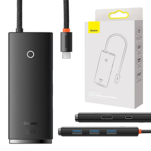 Kup Baseus Adapter HUB 5-Port USB-C/HDMI - 3x USB-A 3.0 - USb-C PD (schwarz) - BSU4440 - {ean13} - Sklep Home Screen