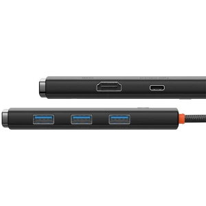 Adapter HUB Baseus 5-port USB-C/HDMI - 3x USB-A 3.0 - USb-C PD (czarny)