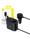 Baseus High Efficiency Pro 1-for-2 Car Cigarette Lighter 30W (black)
