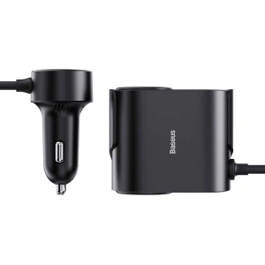 Baseus High Efficiency Pro 1-for-2 Car Cigarette Lighter 30W (black)