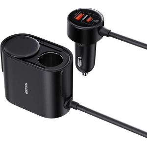 Baseus High Efficiency Pro 1-for-2 Car Cigarette Lighter 30W (black)