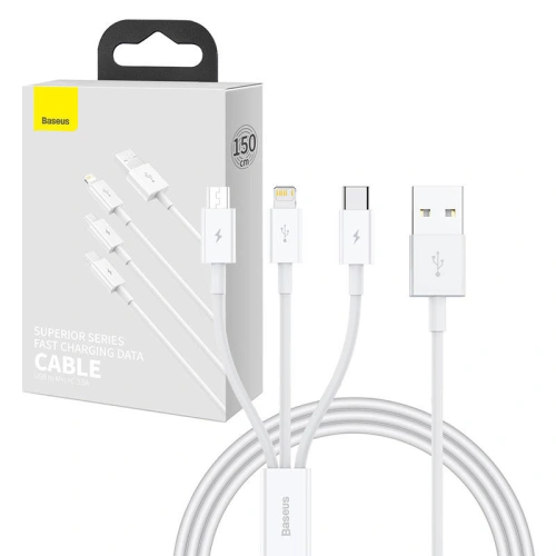 Kup Kábel Baseus Superior Data USB-A/microUSB - Lightning - USB-C 3.5A 1m (Fehér) - BSU4442 - {ean13} - Sklep Home Screen