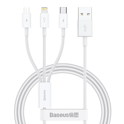Kup Kábel Baseus Superior Data USB-A/microUSB - Lightning - USB-C 3.5A 1m (Fehér) - BSU4442 - {ean13} - Sklep Home Screen