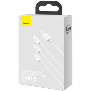 Kabel Baseus Superior Data USB-A/microUSB - Lightning - USB-C 3.5A 1m (White)
