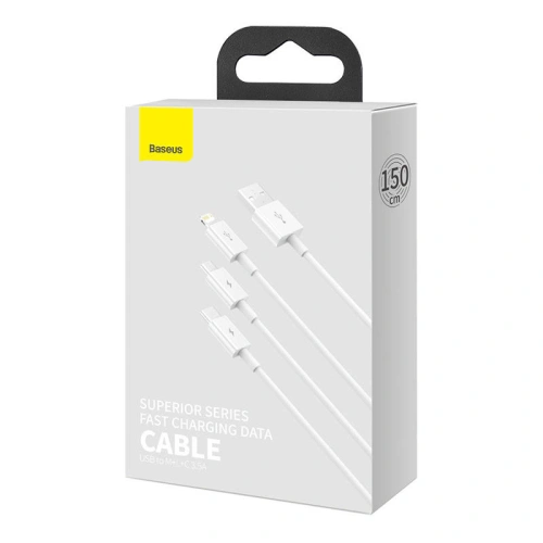 Kup Kábel Baseus Superior Data USB-A/microUSB - Lightning - USB-C 3.5A 1m (Fehér) - BSU4442 - {ean13} - Sklep Home Screen