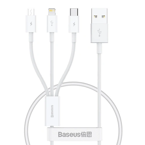 Kup Kabel Baseus Superior Data USB-A/microUSB - Lightning - USB-C 3.5A 0.5m (White) - BSU4443 - {ean13} - Sklep Home Screen