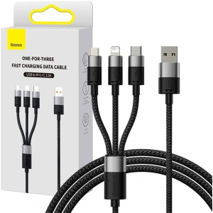 Kabel Baseus StarSpeed USB-A/microUSB - Lightning - USB-C 3.5A 0.6m (černá)