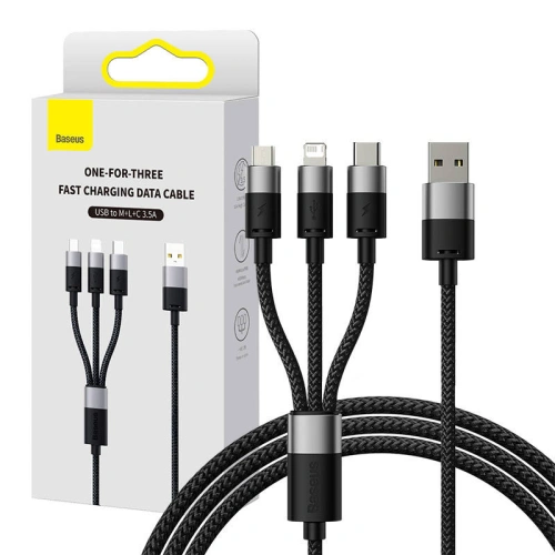 Kup Baseus 0.6m Cablu StarSpeed USB-A/microUSB - Lightning - USB-C 3.5A (negru) - BSU4444 - {ean13} - Sklep Home Screen