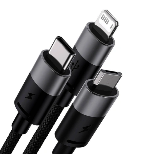 Kup Baseus 0.6m Cablu StarSpeed USB-A/microUSB - Lightning - USB-C 3.5A (negru) - BSU4444 - {ean13} - Sklep Home Screen