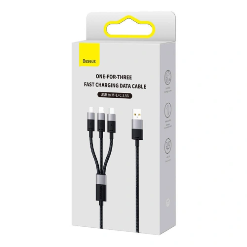 Kup Baseus 0.6m Cablu StarSpeed USB-A/microUSB - Lightning - USB-C 3.5A (negru) - BSU4444 - {ean13} - Sklep Home Screen