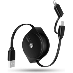 Kup USAMS U1 US-SJ192 2in1 USB-A/Lightning/microUSB einziehbares Kabel 1m schwarz/schwarz - USA983 - {ean13} - Sklep Home Screen