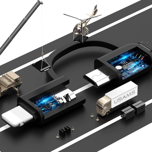Buy USAMS U1 US-SJ192 2in1 USB-A/Lightning/microUSB Cable 1m black - USA983 - {ean13} - Home Screen Store Europe