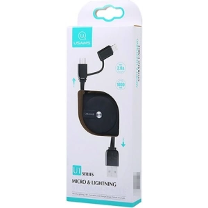 Buy USAMS U1 US-SJ192 2in1 USB-A/Lightning/microUSB Cable 1m black - USA983 - {ean13} - Home Screen Store Europe