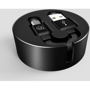 Zavinutý kabel USAMS U-Bin US-SJ163 USB-A/microUSB 2A 1m černý/black