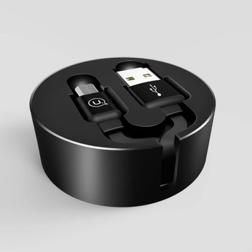 Kup USAMS U-Bin cablu retractabil US-SJ163 USB-A/microUSB 2A 1m negru/negru - USA984 - {ean13} - Sklep Home Screen