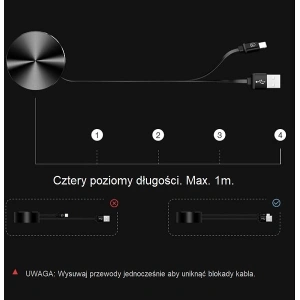 Zavinutý kabel USAMS U-Bin US-SJ163 USB-A/microUSB 2A 1m černý/black