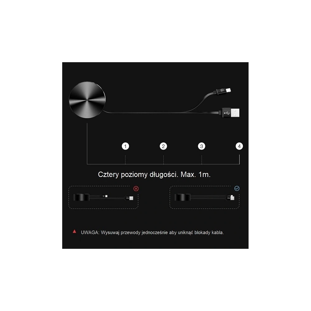 Kabel zwijany USAMS U-Bin US-SJ163 USB-A/microUSB 2A 1m czarny/black