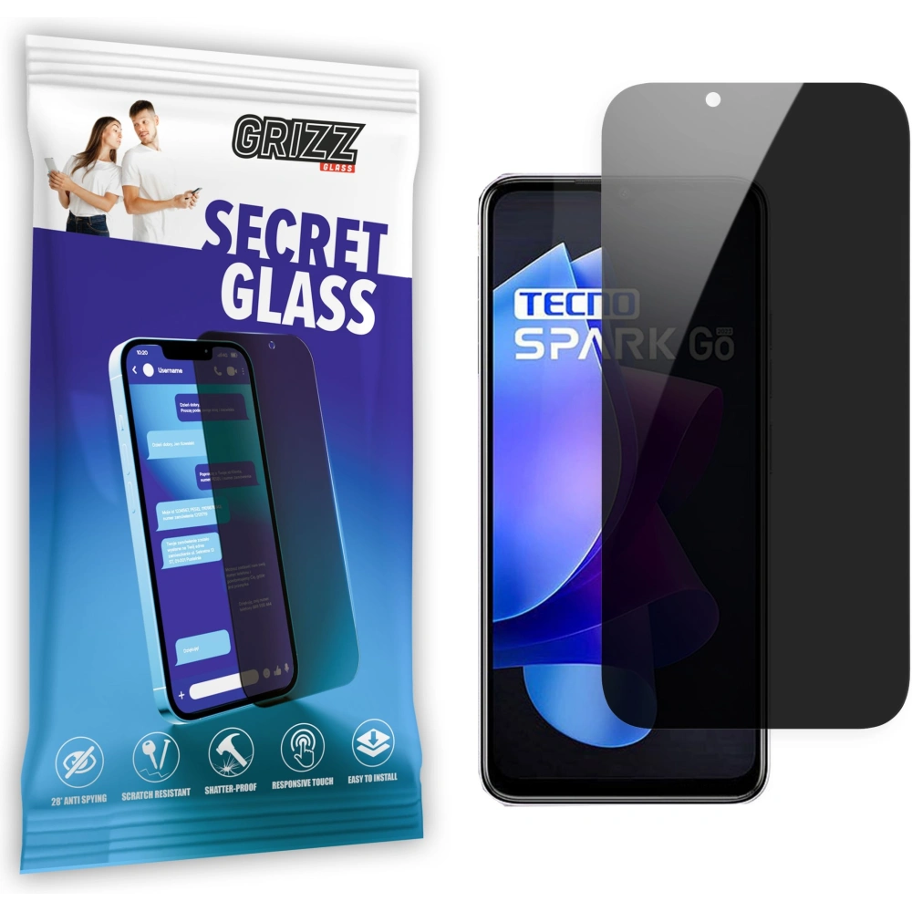 Matowe szkło prywatyzujące GrizzGlass SecretGlass do Tecno Spark Go 2023