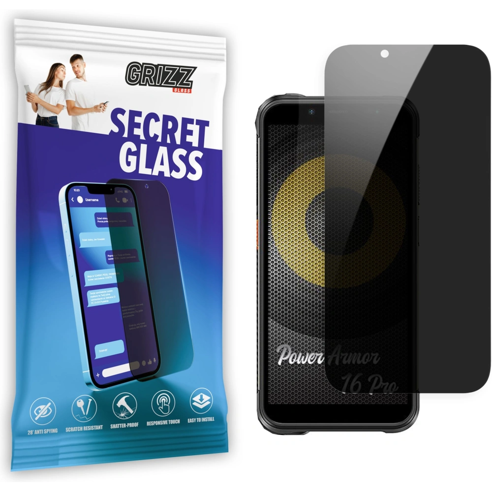 Matowe szkło prywatyzujące GrizzGlass SecretGlass do Ulefone Power Armor 16 Pro