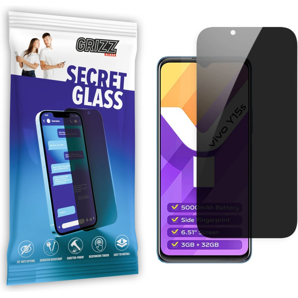 Matowe szkło prywatyzujące GrizzGlass SecretGlass do Vivo Y15s