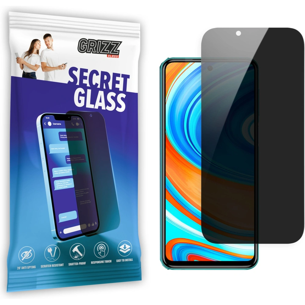 Matowe szkło prywatyzujące GrizzGlass SecretGlass do Xiaomi Redmi Note 9 Pro 4G
