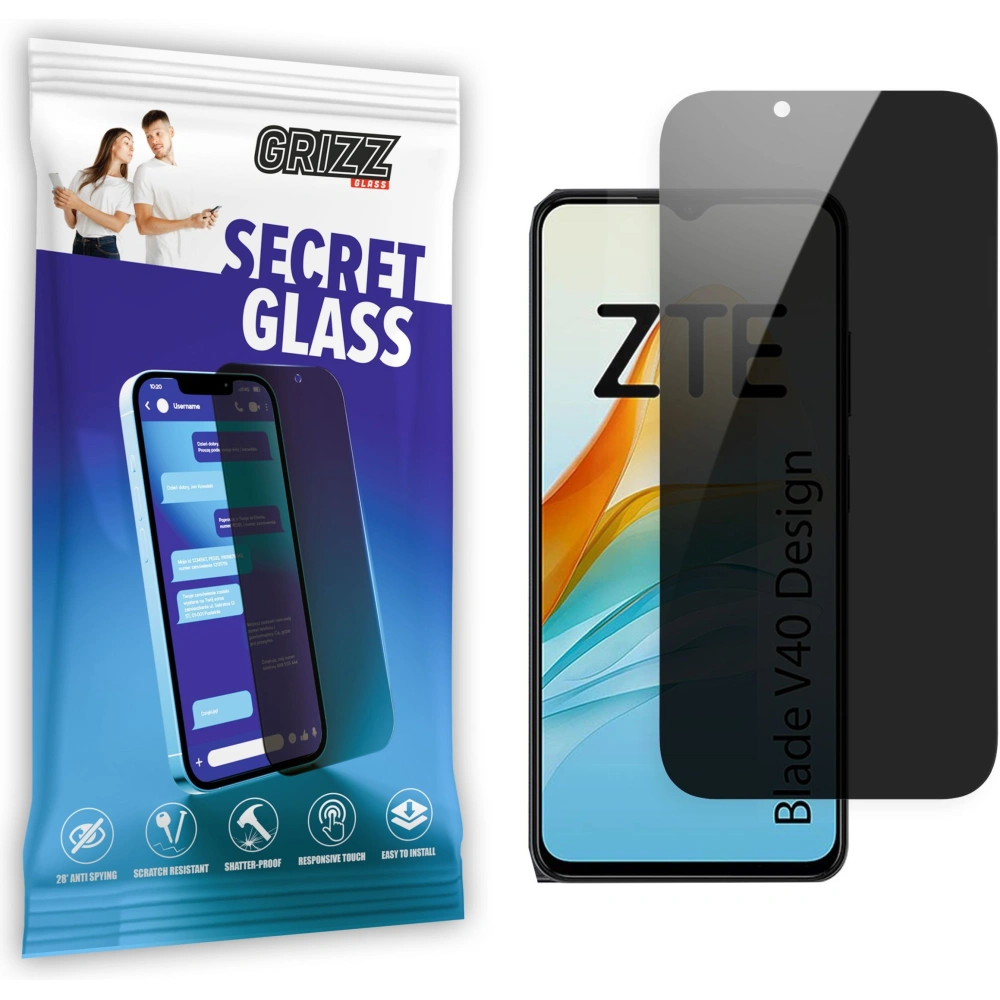 Matowe szkło prywatyzujące GrizzGlass SecretGlass do ZTE Blade V40 Design
