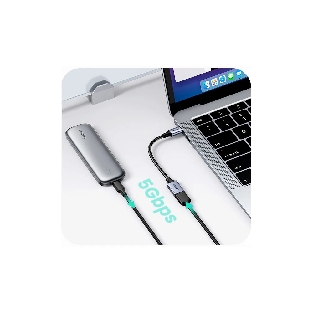 Kabel OTG UGREEN US378 USB C (męski)/USB-A (żeński) 3.0 0.15m czarny