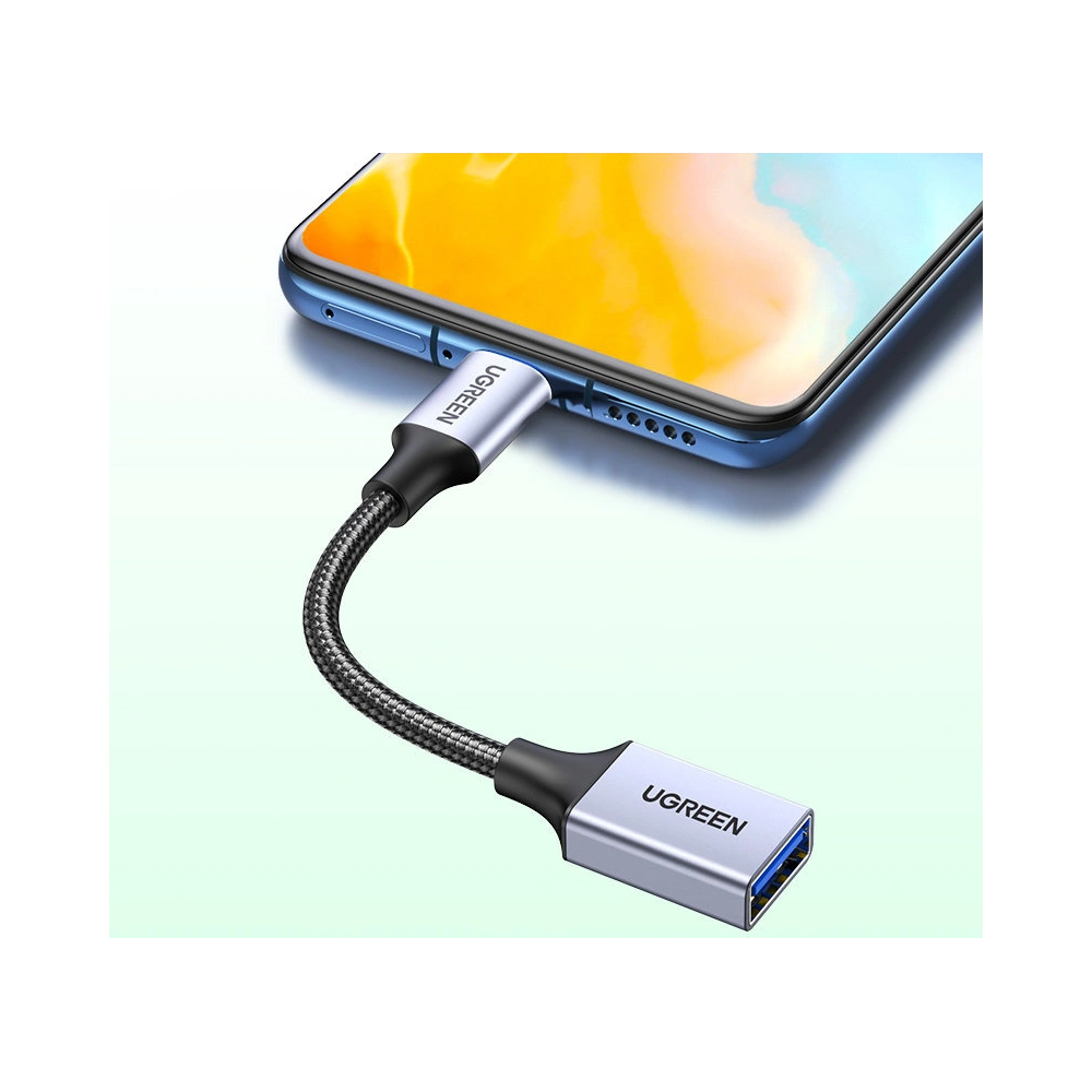Kabel OTG UGREEN US378 USB C (męski)/USB-A (żeński) 3.0 0.15m czarny