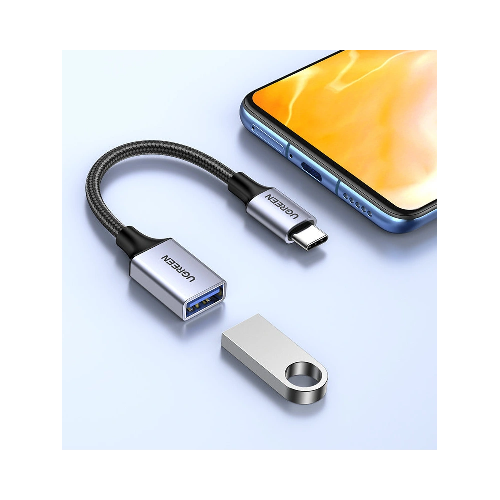 Kabel OTG UGREEN US378 USB C (męski)/USB-A (żeński) 3.0 0.15m czarny