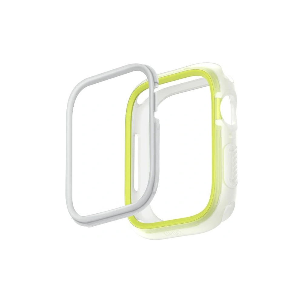 Etui UNIQ Moduo Apple Watch 4/5/6/7/SE/8/9 40/41mm limonka-biały/lime-white