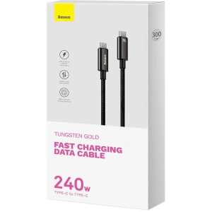 Kabel Baseus Tungsten Gold USB-C/USB-C 240W 3m (czarny)