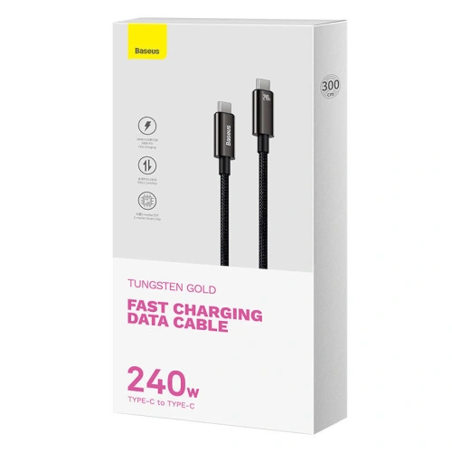 Kup Kabel Baseus Tungsten Gold USB-C/USB-C 240W 3m (czarny) - BSU4465 - {ean13} - Sklep Home Screen