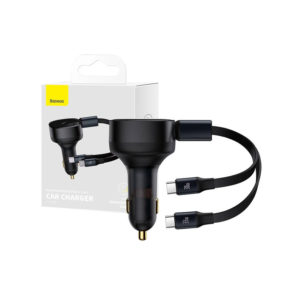 Ładowarka samochodowa Baseus Enjoyment 33W + kable USB-C (czarna)