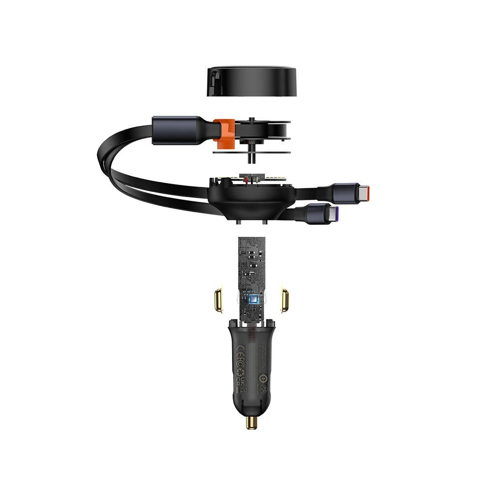 Ładowarka samochodowa Baseus Enjoyment 33W + kable USB-C (czarna)