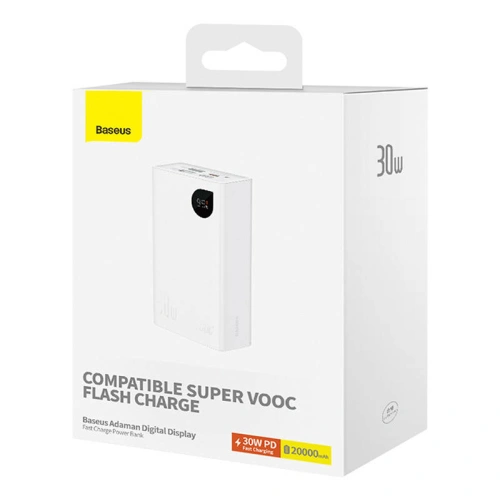 Kup Powerbank Baseus Adaman 2, 20000mAh, 30W (biały) - BSU4468 - {ean13} - Sklep Home Screen