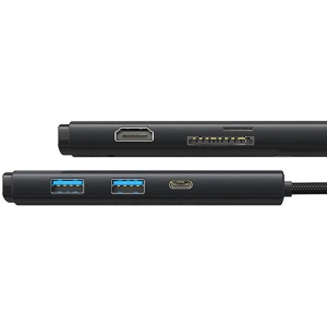 Kup Baseus Adaptor HUB OS Lite 6 porturi USB-C/HDMI - USB3.0x2 - PD - SD/TF (negru) - BSU4473 - {ean13} - Sklep Home Screen