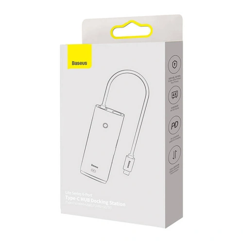 Kup Baseus Adapter HUB OS Lite 6-Port USB-C/HDMI - USB3.0x2 - PD - SD/TF (schwarz) - BSU4473 - {ean13} - Sklep Home Screen