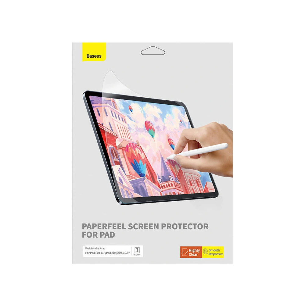 Folia na ekran Baseus Paperfeel Apple iPad Air 10.9 2020/2022 (4. i 5. gen) / iPad Pro 11 2018/2020/2021/2022 (1., 2., 3. i 4. gen) / iPad Air 11 2024 (6. generacji) Clear