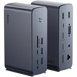 Adapter Hub Baseus UnionJoy USB-C/HDMI4K@60Hz - 2xDP4K@60Hz - USB3.0 - 3xUSB-C 3.0 - 2xUSB2.0 - 2xPD - PC - RJ45 - SD/TF - 3.5mm - DC