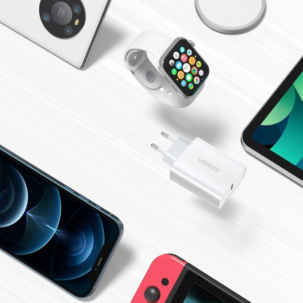 Ładowarka sieciowa UGREEN 60450 USB-C Power Delivery 3.0 Quick Charge 4.0+ 20W 3A biały