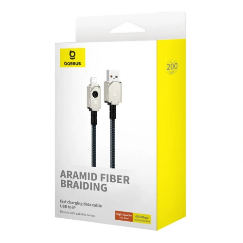 Buy Baseus Unbreakable Series USB-A/Lightning Cable 2.4A 2m (navy blue) - BSU4500 - {ean13} - Home Screen Store Europe