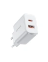 Joyroom Încărcător JR-TCF05 USB-C/USB-A 20W alb + cablu USB-C/Lightning 1m