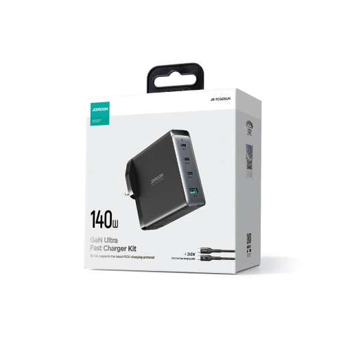 Kup Joyroom Încărcător de rețea GaN JR-TCG05EU 3x USB-C/USB-A 140W negru + cablu USB-C/USB-C 240W 1.2m - JYR775 - {ean13} - Sklep Home Screen