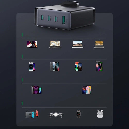Kup Joyroom Încărcător de rețea GaN JR-TCG05EU 3x USB-C/USB-A 140W negru + cablu USB-C/USB-C 240W 1.2m - JYR775 - {ean13} - Sklep Home Screen
